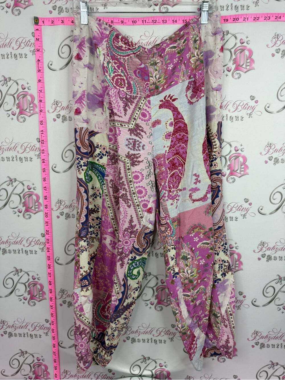 ETHNC patchwork pants jogger Paisley Print Harem Pants in Pink and Cream